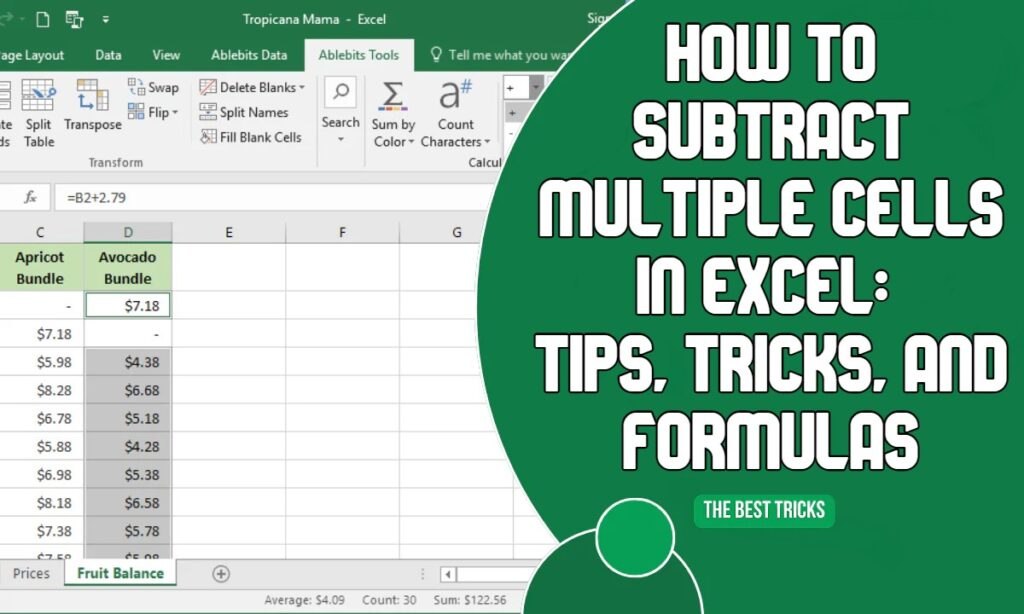 How to Subtract Multiple Cells in Excel: Tips, Tricks, and Formulas