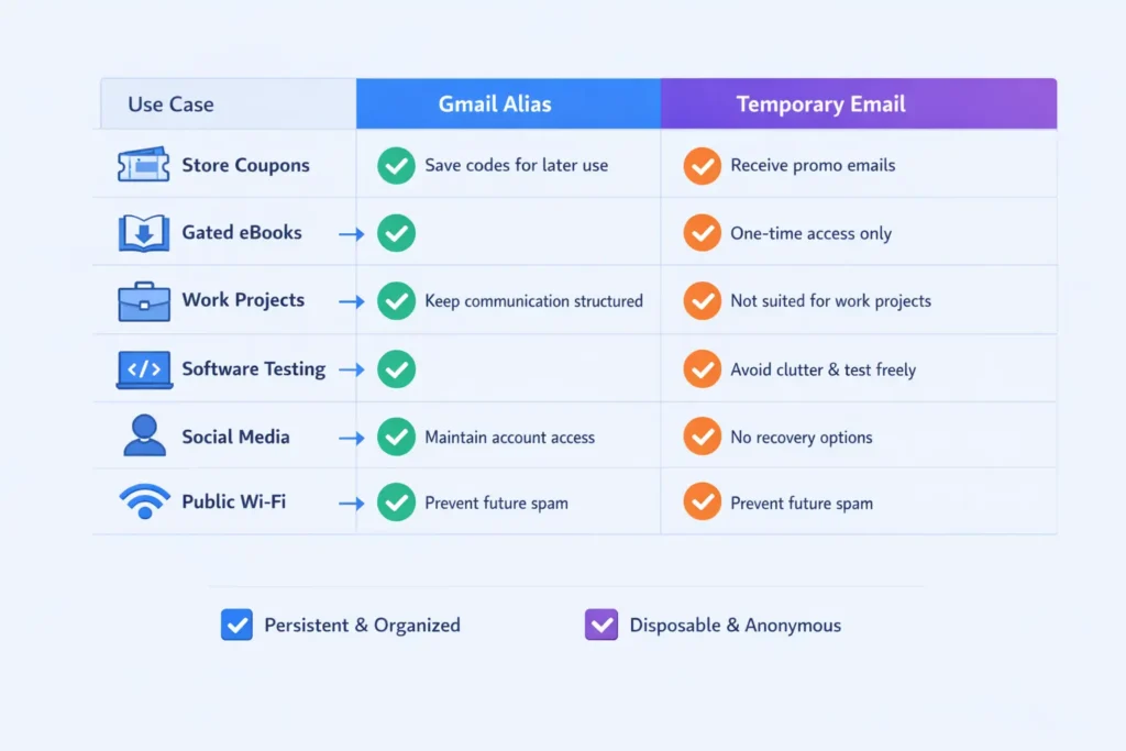 Gmail Alias vs. Temporary Email Comparison
