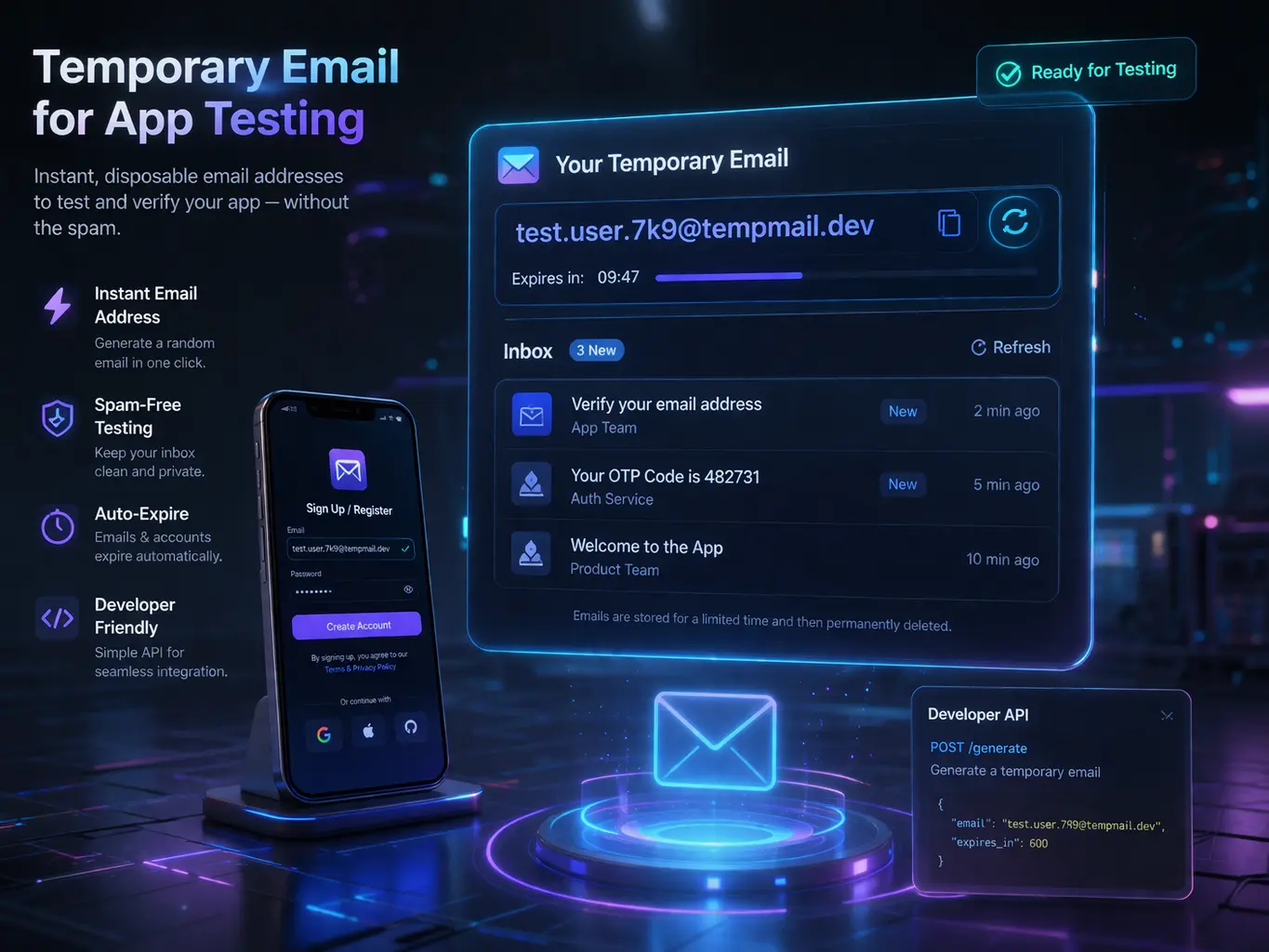 Temporary Email for App Testing