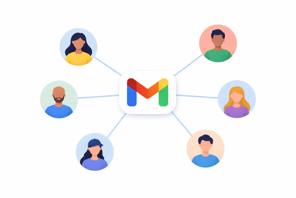 Gmail connections in a colorful network