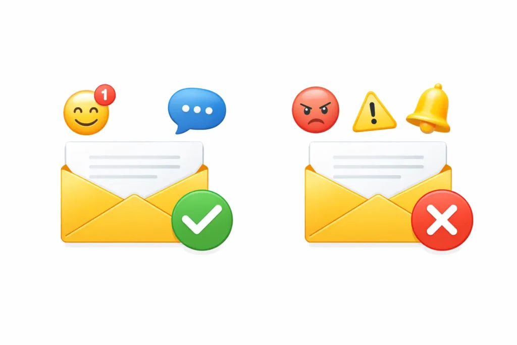 Good and bad email notifications