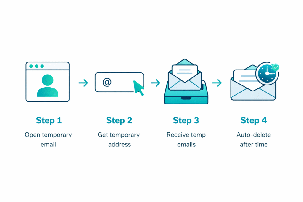 How etempmail.net works — 4-step disposable email process