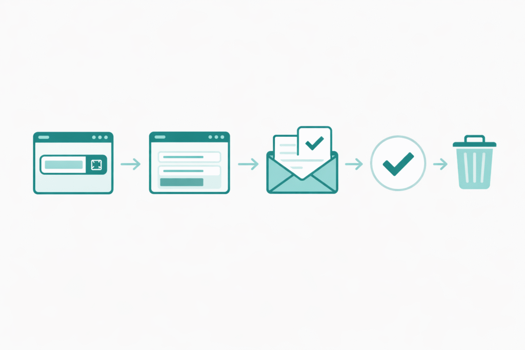 Step-by-step guide showing how Priyo Mail generates a disposable address