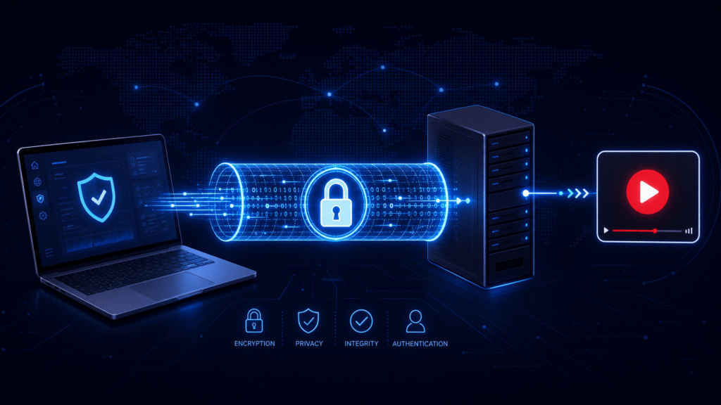 VPN encrypted tunnel bypassing network block to access YouTube
