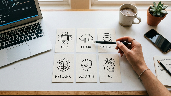 Amazon Web Services main service categories including compute EC2 storage S3 database networking security and AI