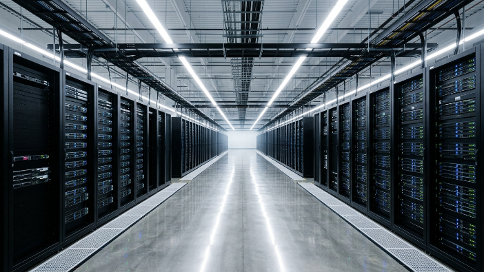 Large modern data center representing AWS cloud infrastructure holding 28 percent global market share in 2025