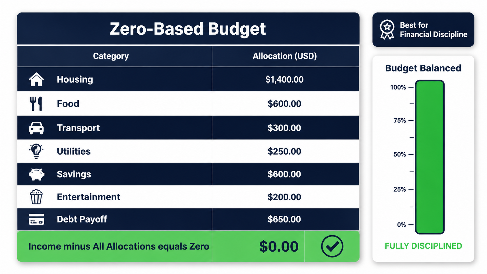 Zero based budget template for Google Sheets from UIBakery for financial discipline and debt payoff