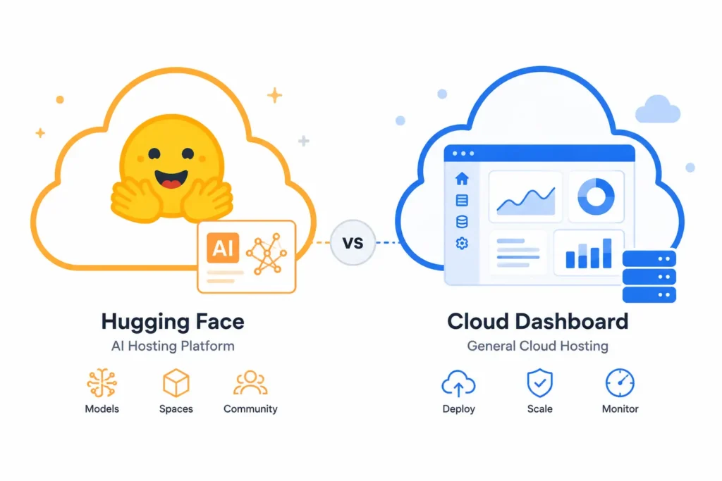 Cloud hosting comparison for Gradio and Streamlit showing deployment platform icons