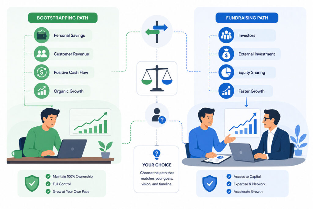 Bootstrapping vs fundraising comparison for startups