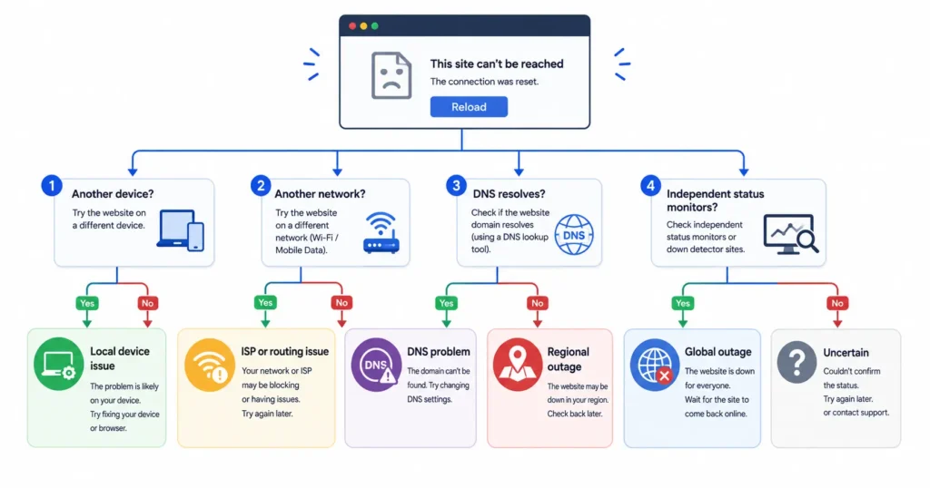 YOPmail outage decision tree for local regional and global problems
