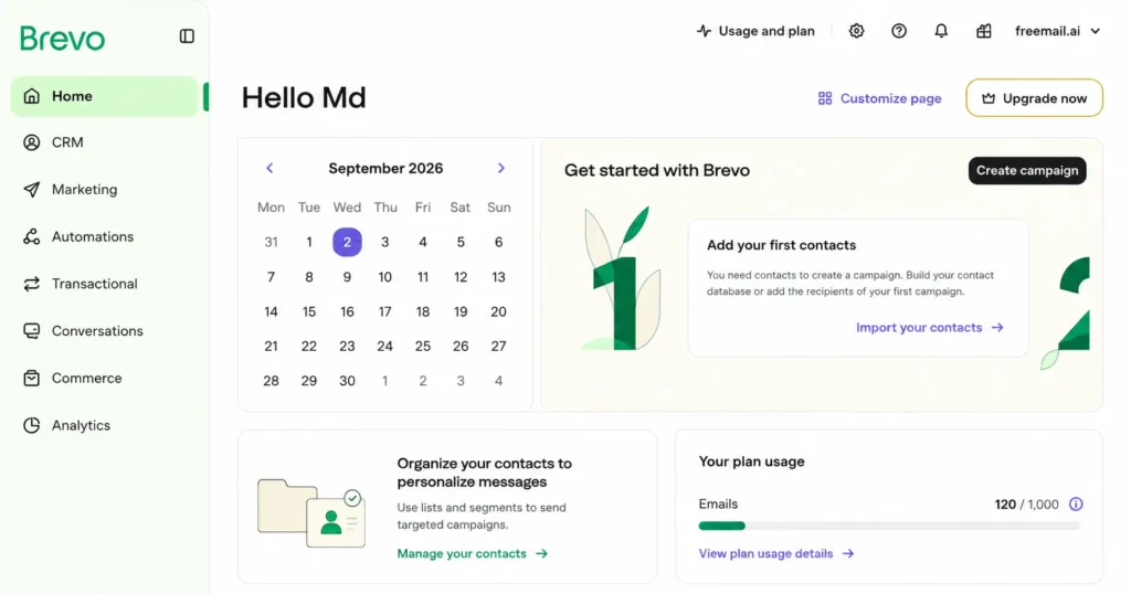 Brevo email and SMS marketing platform for small business